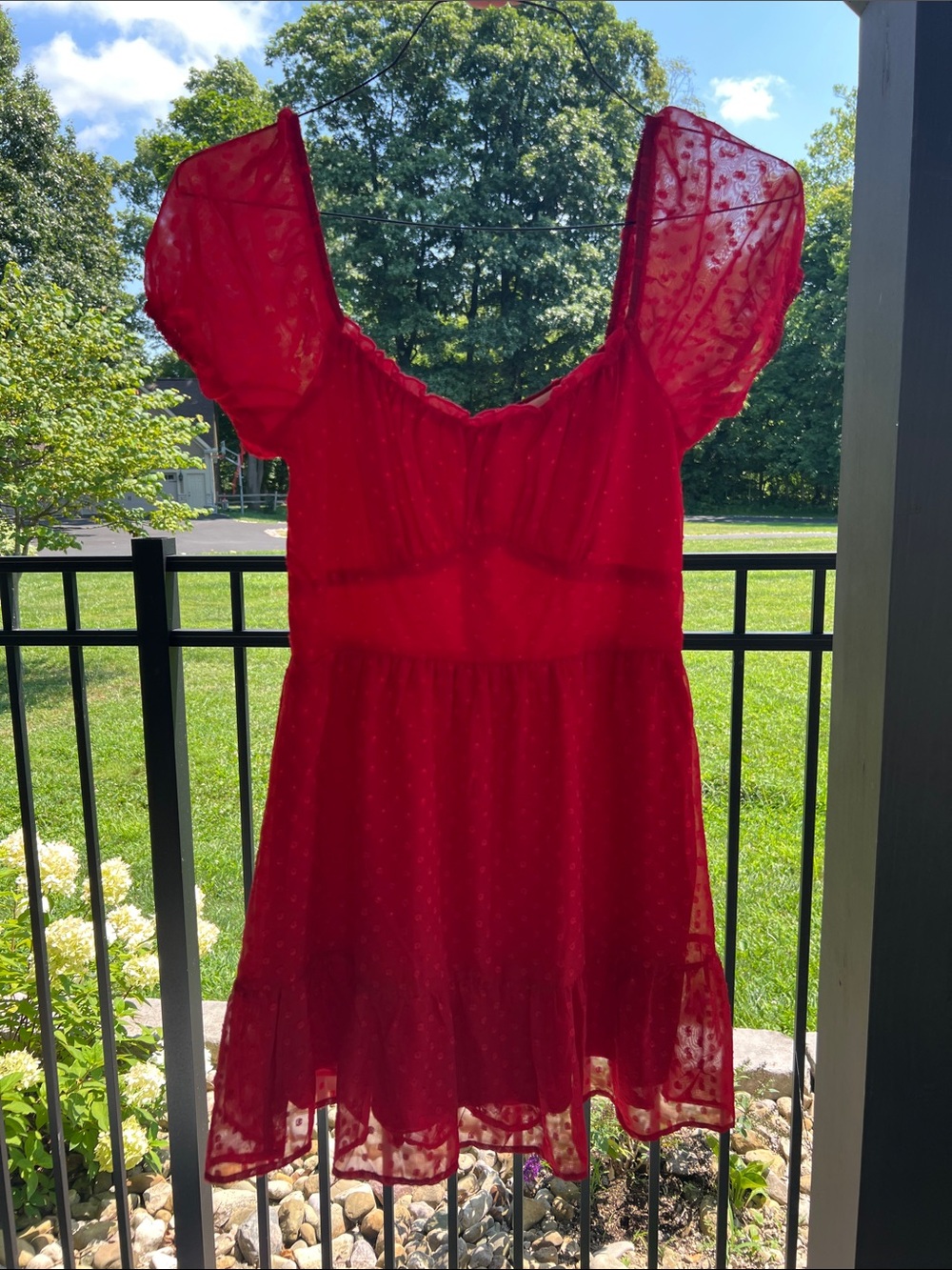 Altar'd State Red Mini Dress with Puff Sleeves
